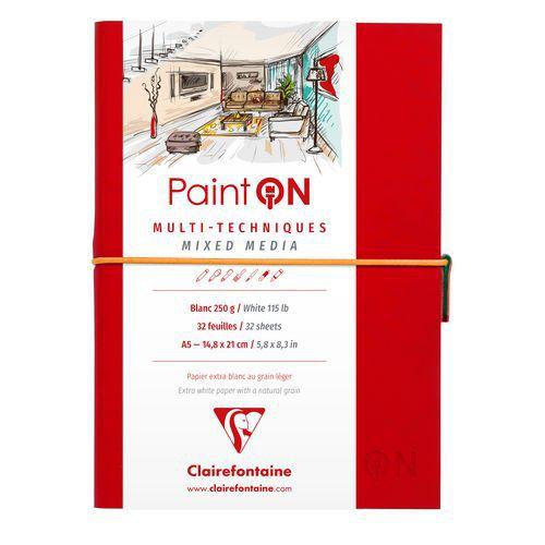 Carnet Paint'ON cousu double PU à élastique A5 64p 250g blanc thumbnail image 1