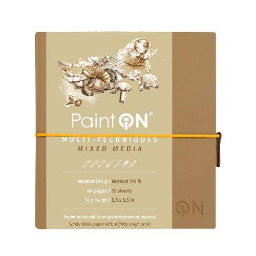 Carnet Paint'ON cousu double PU à élastique 14x14cm 64p 250g  naturel thumbnail image 1