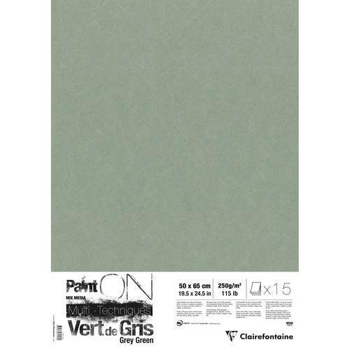Illustration de : Paquet 15 feuillesPaintON vert de gris 250g - Clairefontaine