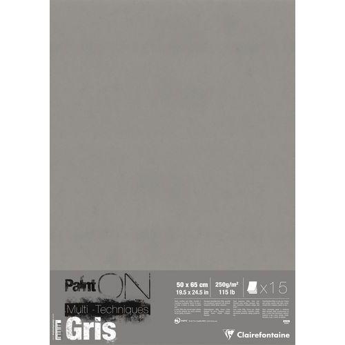 Illustration de : Paquet 15 feuilles PaintON gris 250g - Clairefontaine