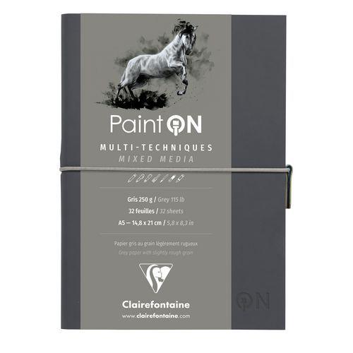 Carnet Paint'ON cousu double PU à élastique A5 64p 250g gris thumbnail image 1