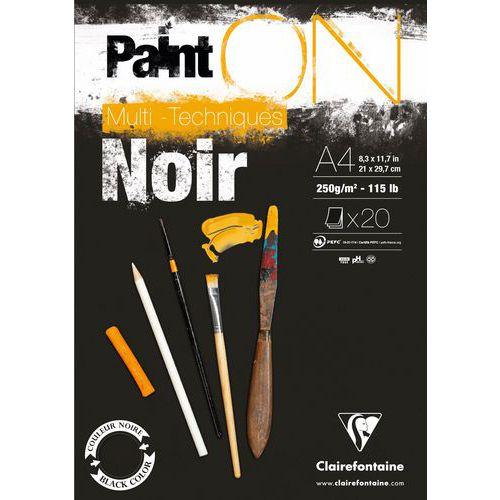Illustration de : Bloc 20 feuilles PaintON Noir 250g - Clairefontaine