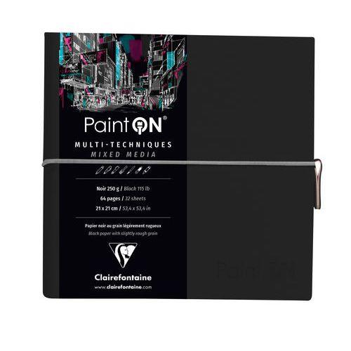 Carnet Paint'ON cousu double PU à élastique 19x19cm 64p 250g noir thumbnail image 1