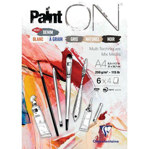 Illustration de : Bloc 24 feuilles PaintON n 6 250g - Clairefontaine