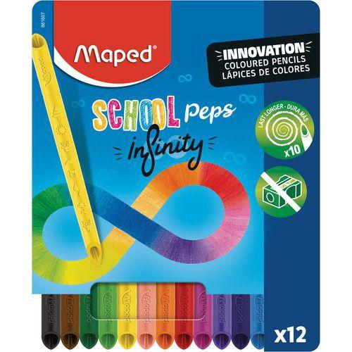 Illustration de : Etui 12 crayons de couleurs school'peps infinity sans déchet - Maped