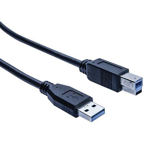 Illustration de : Cordon éco USB 3.0 type A et B noir - 1,0 m