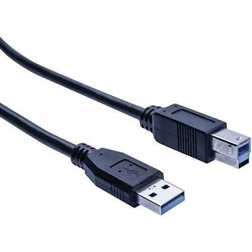 Illustration de : Cordon éco USB 3.0 type A et B noir - 2,0 m