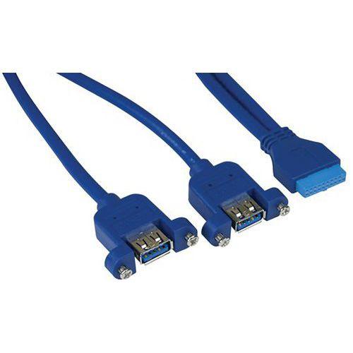 Illustration de : Câble USB 3.0 2 ports monté sur panneau