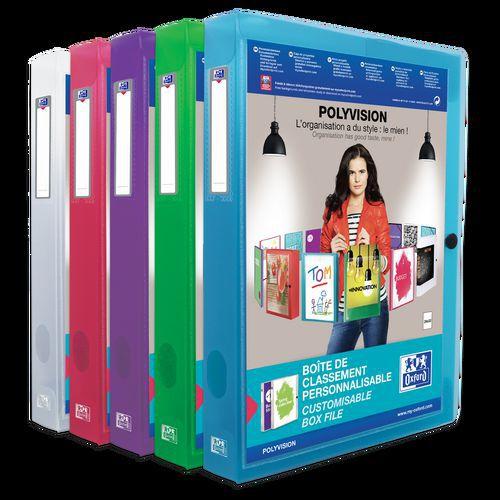 OXFORD Boîte Capacité Standard Polyvision 24x32cm Dos 40mm avec Bouton Pression Couverture Polypro Translucide thumbnail image 1