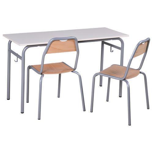 Illustration de : Lot de 15 tables Romane + chaises Etude 4 pieds - Manutan Expert