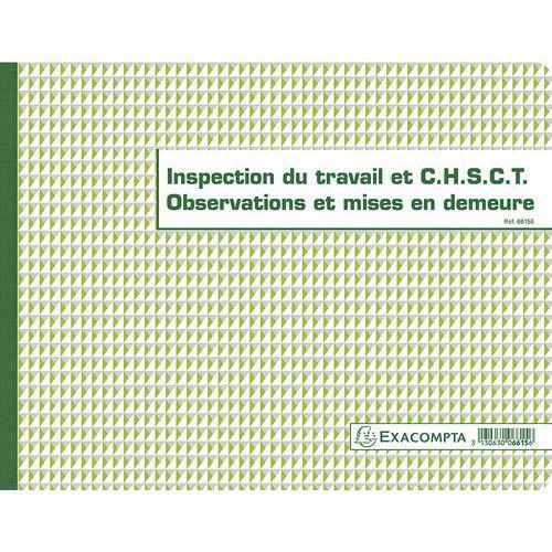 Lot de 5 Registre de l'Inspection du travail et du CHSCT - folioté - 16 pages thumbnail image 1