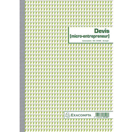 Lot de 5 Manifold Devis Micro-entrepreneur 50 feuillets dupli autocopiants thumbnail image 1