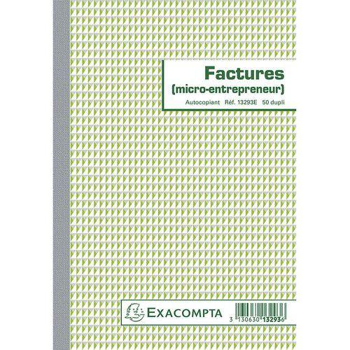 Lot de 5 Manifold Factures micro-entrepreneur 21x14,8cm - 50 feuillets dupli thumbnail image 1