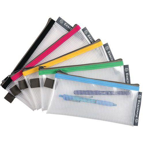 Lot de 10 Pochette à fermeture éclair plast. souple Stylos col. assort thumbnail image 1