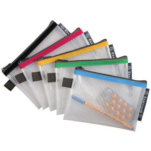Lot de 10 Pochette à fermeture éclair en plast. souple A6 col. assort. thumbnail image 1