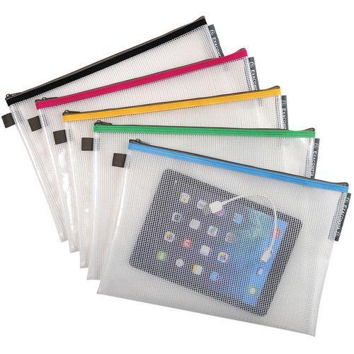 Lot de 10 Pochette à fermeture éclair en plast. souple A4 col. assort. thumbnail image 1