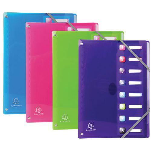 Illustration de : Trieur extensible 8 compartiments IDERAMA PP - A4 - 4 couleurs assorti