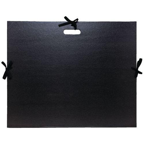 Lot de 5 Carton à dessin kraft noir vernis avec rubans et poignée thumbnail image 1