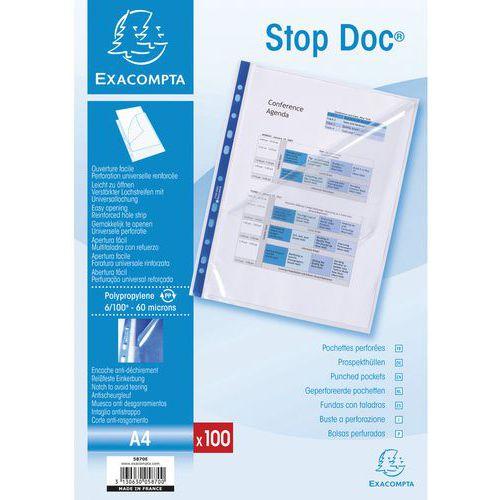 Illustration de : Pochettes perforées Stop doc ouverture en coin - PP lisse 6/100e - A4