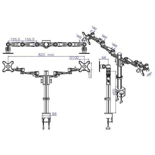 Illustration de : Support ergonomique ajustable 2 écrans - Manutan Expert