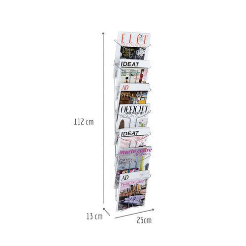 Illustration de : Présentoir mural en fil métal A4 7 compartiments Alba