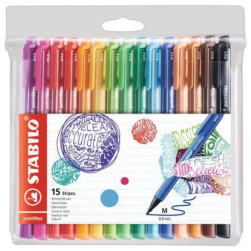 Pochette 15 feutres PointMax STABILO couleurs assorties thumbnail image 1