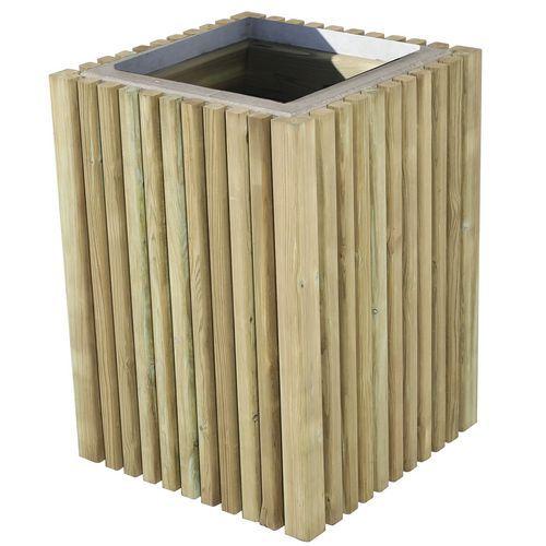Poubelle Prométhée 50L pin / ornement béton gris - bac acier galva thumbnail image 1