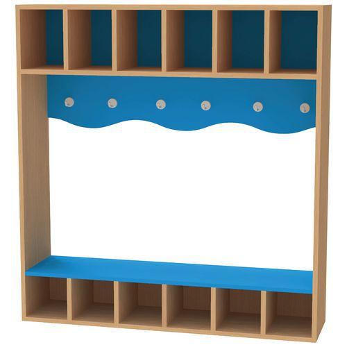 Vestiaire 6 casiers haut hêtre  bleu-Bessière thumbnail image 1