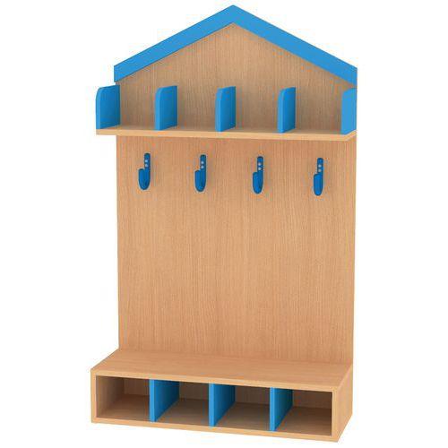 Vestiaire cabane 4 enfants  hêtre  bleu-Bessière thumbnail image 1