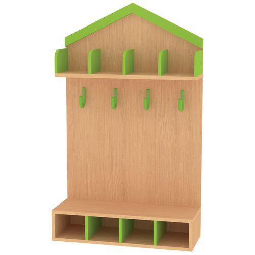 Vestiaire cabane 4 enfants  hêtre  vert-Bessière thumbnail image 1