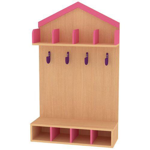 Vestiaire cabane 4 enfants  hêtre  rose-Bessière thumbnail image 1