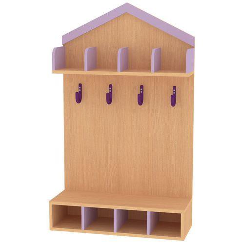 Vestiaire cabane 4 enfants  hêtre  lilas-Bessière thumbnail image 1
