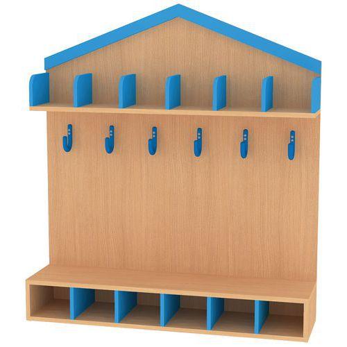 Vestiaire cabane 6 enfants  hêtre  bleu-Bessière thumbnail image 1