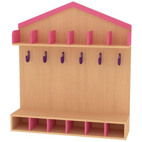 Vestiaire cabane 6 enfants  hêtre  rose-Bessière thumbnail image 1