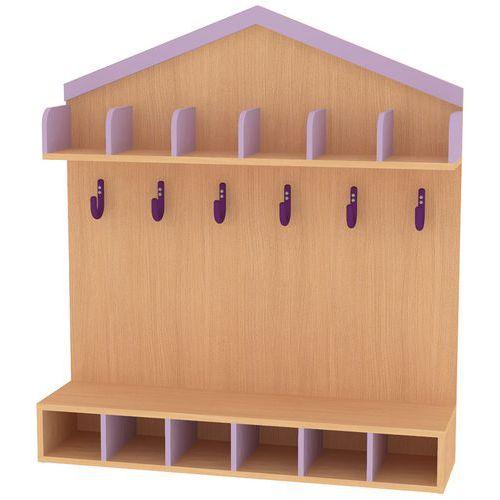 Vestiaire cabane 6 enfants  hêtre  lilas-Bessière thumbnail image 1