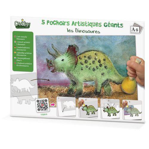 Lot 5 pochoirs artistiques 2 en 1 - Dinosaures thumbnail image 1