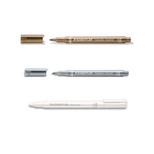 Illustration de : Feutre encre métallisée pointe ogive - Staedtler