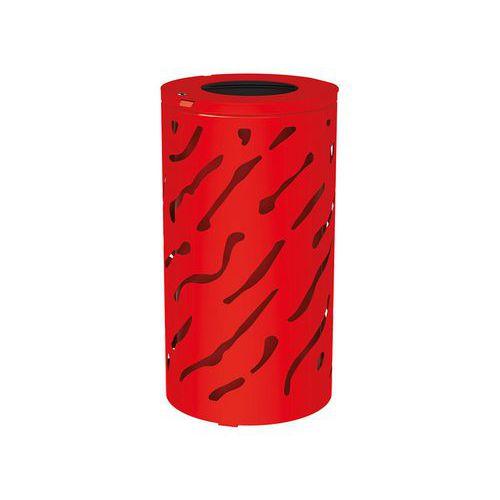 Poubelle Venise 80 L avec seau galva peint - rouge 3020 thumbnail image 1