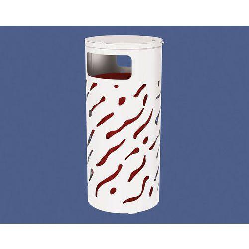 Poubelle Venise 80 L couvercle réhaussé et seau peint galva blanc 9010 thumbnail image 1