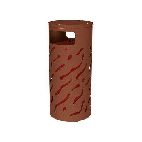 Poubelle Venise 80 L couvercle réhaussé seau peint galva aspect corten thumbnail image 1