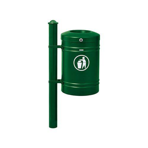 Poubelle Guyenne sur poteau pommeau Agora 40 L avec seau - vert 6005 thumbnail image 1