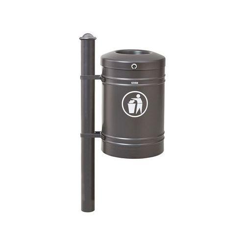 Poubelle Guyenne sur poteau pommeau Agora 40 L avec seau gris Procity thumbnail image 1