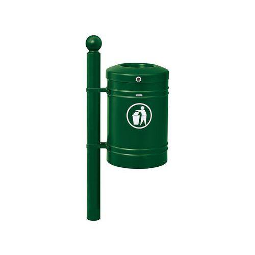 Poubelle Guyenne sur poteau pommeau Boule 40 L avec seau - vert 6005 thumbnail image 1