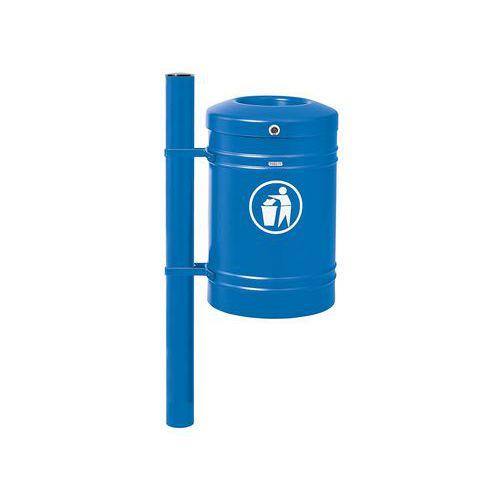Poubelle Guyenne sur poteau pommeau inox brossé 40 L seau - bleu 5010 thumbnail image 1