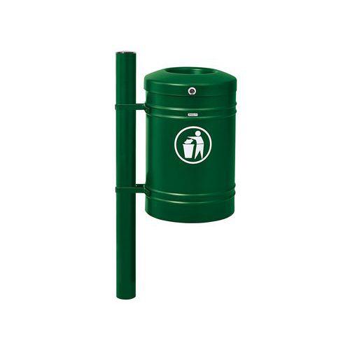 Poubelle Guyenne sur poteau pommeau inox brossé 40 L seau - vert 6005 thumbnail image 1