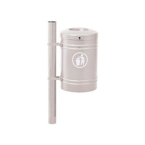 Poubelle Guyenne sur poteau pommeau inox brossé 40 L seau - gris 7044 thumbnail image 1