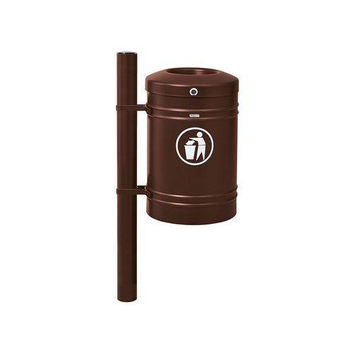 Poubelle Guyenne sur poteau pommeau inox brossé 40 L seau marron 8017 thumbnail image 1