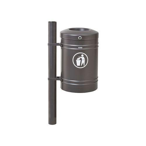 Poubelle Guyenne sur poteau pommeau inox brossé 40 L seau gris Procity thumbnail image 1