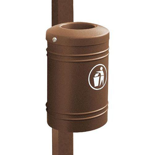 Poubelle Esterel 40 L à fixer sur poteau Ø 7.6 cm - marron 8017 thumbnail image 1