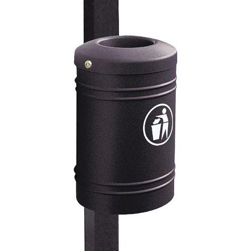 Poubelle Esterel 40 L à fixer sur poteau Ø 7.6 cm - noir 9005 thumbnail image 1